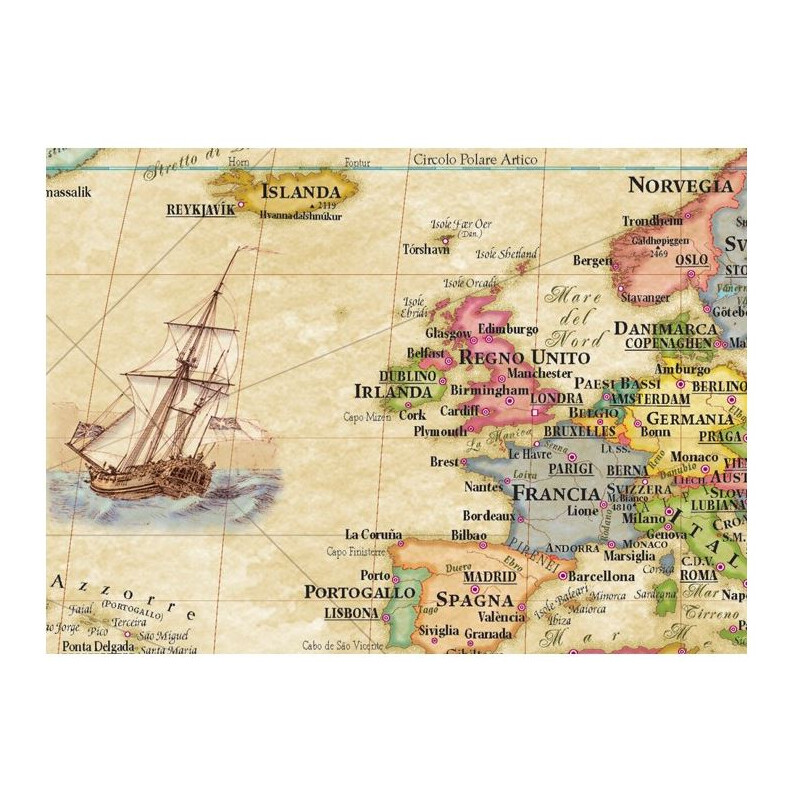 Libreria Geografica Mapa świata Planisfero Anticato