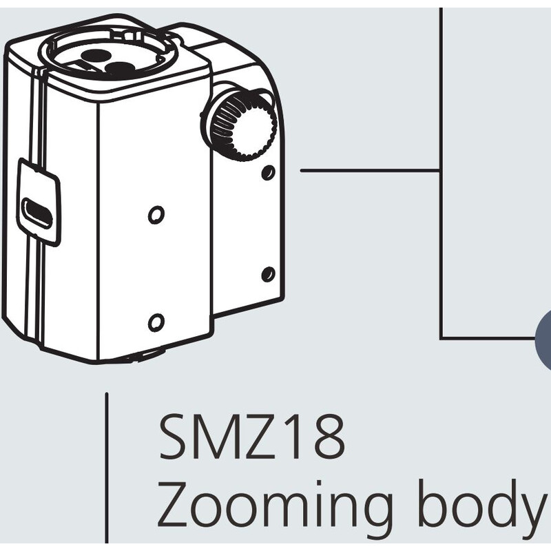 Nikon Glowa stereo SMZ18, manual , parallel optics, achromate, Zoom Head, bino, 7.5-135x, click stop, ratio 18:1, 15°