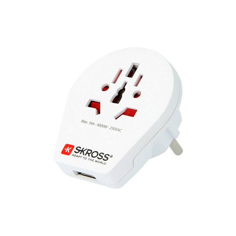 Skross Zasilacz sieciowy Reiseadapter World to Europe mit USB