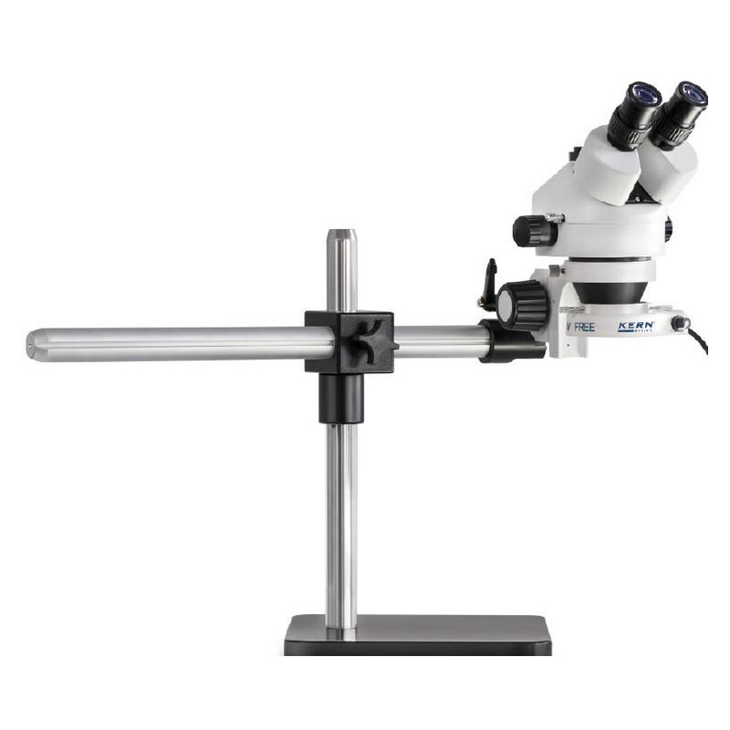 Kern Mikroskop stereoskopowy zoom OZL 963, trino, 0,7-4,5x, Teleskoparm-Stativ, Platte, LED-Ringl.