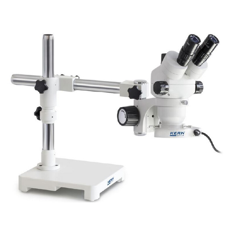 Kern Mikroskop stereoskopowy zoom OZM 902, bino, 7x-45x, HSWF, Stativ, Einarm m. Tischplatte, Ringlicht LED 4.5 W