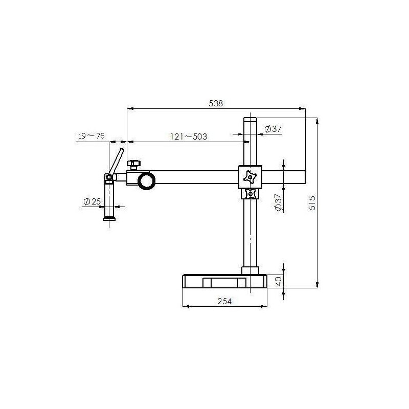 Kern Mikroskop stereoskopowy zoom OZM 913, trino, 7x-45x, HSWF 10x23 mm, Statyw, pojedyncze ramię (515 mm x 614 mm) z blatem, Oświetlenie pierścieniowe LED 4,5 W