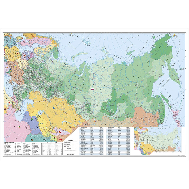 Stiefel Mapa Rosja i Europa Wschodnia w układzie politycznym z kodami pocztowymi