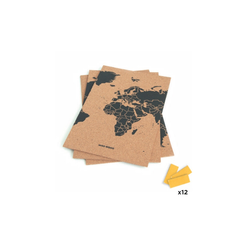 Miss Wood Mapa świata Puzzle Map M - czarny