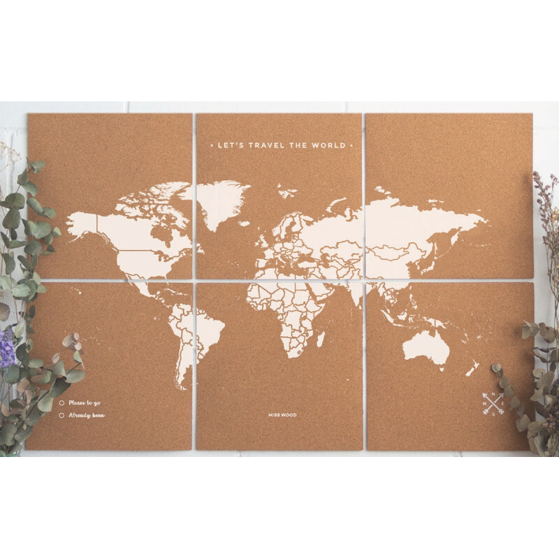 Miss Wood Mapa świata Puzzle Map XL - White