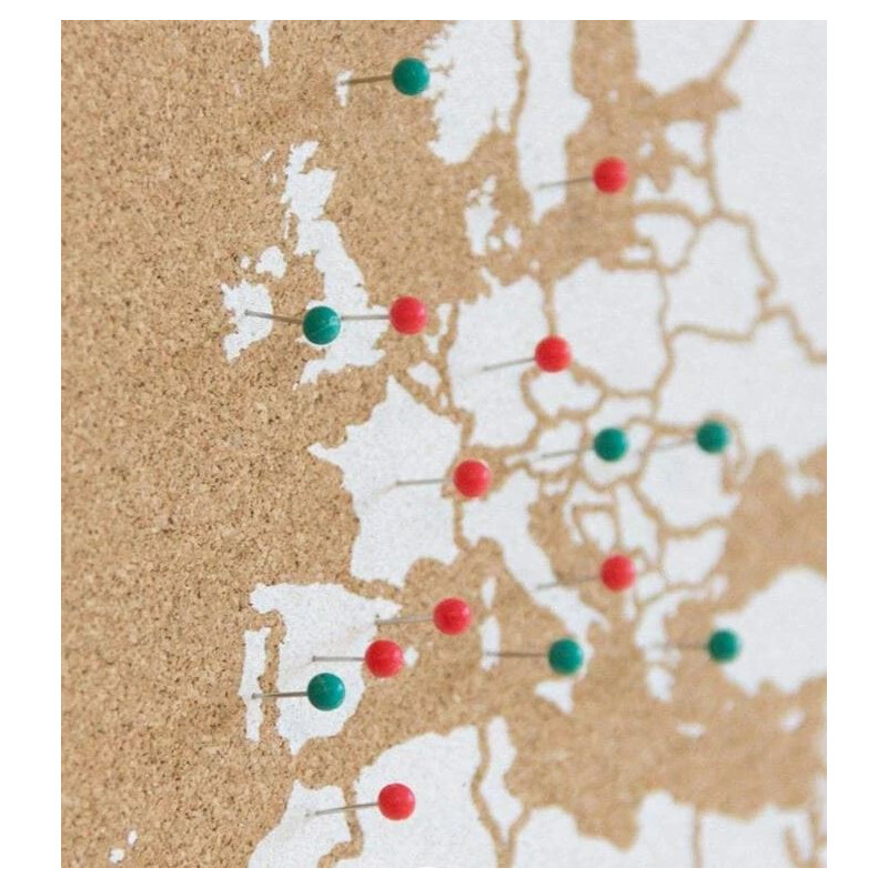 Miss Wood Mapa świata Woody Map Natural Cork XXXL white