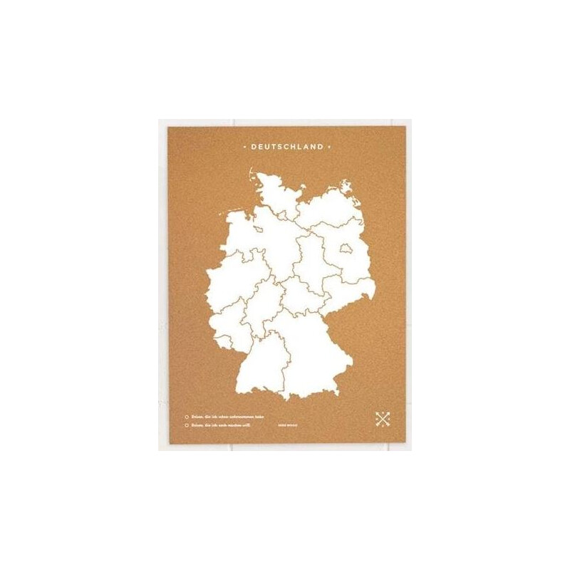 Miss Wood Mapa Woody Map Countries Deutschland Cork XL white (60 x 90 cm)
