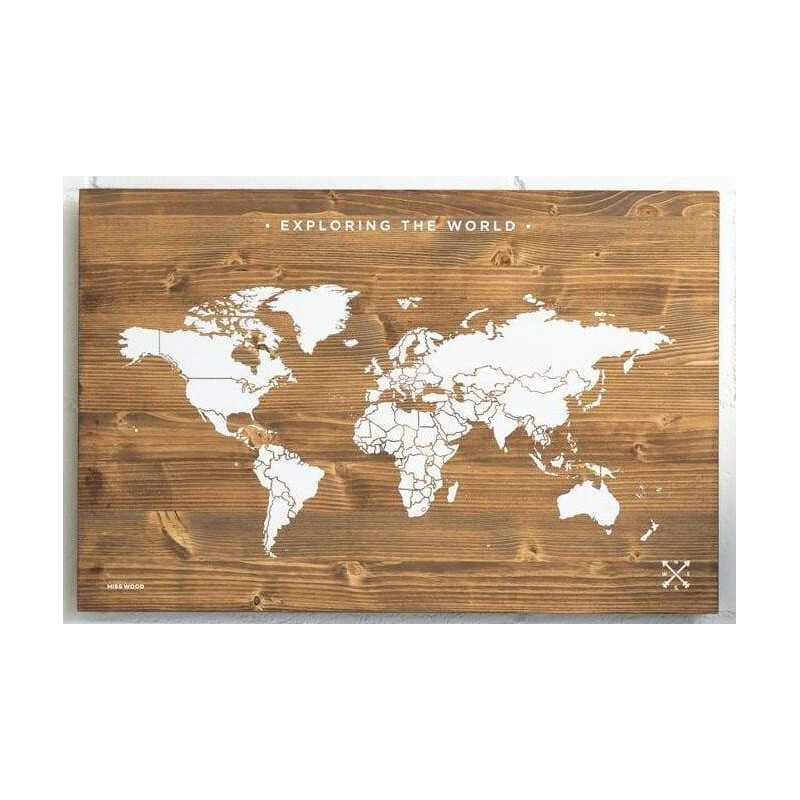 Miss Wood Mapa świata Woody Map Wooden 60x40