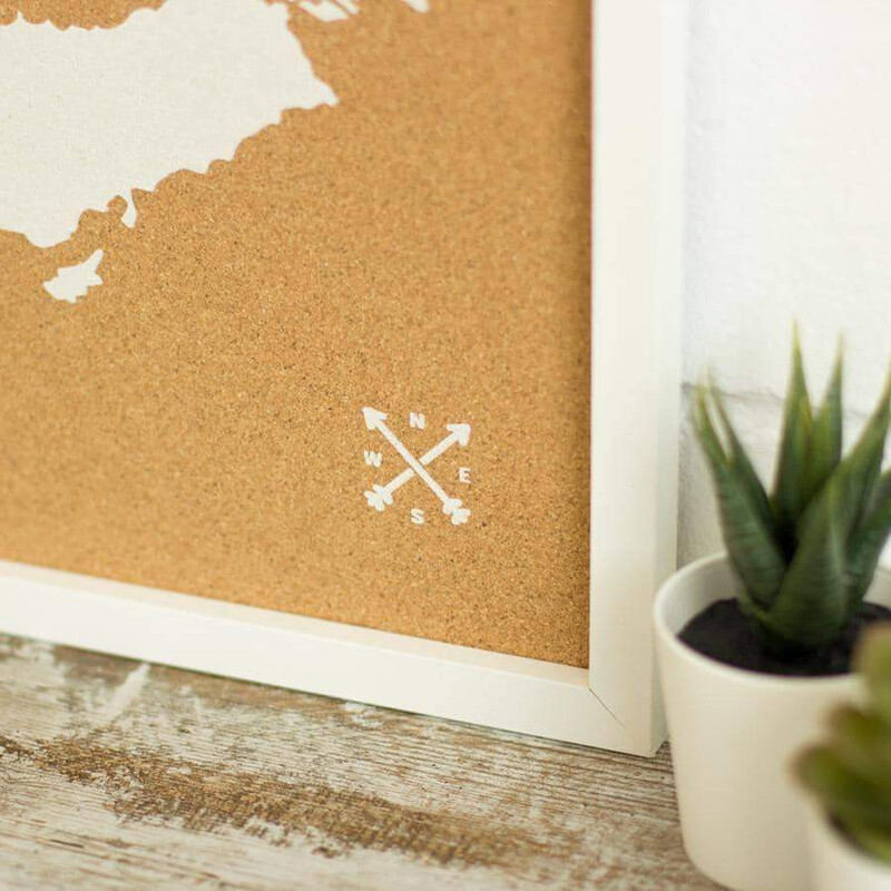 Miss Wood Mapa kontynentalna Woody Map Europa biała 90x60cm w ramce