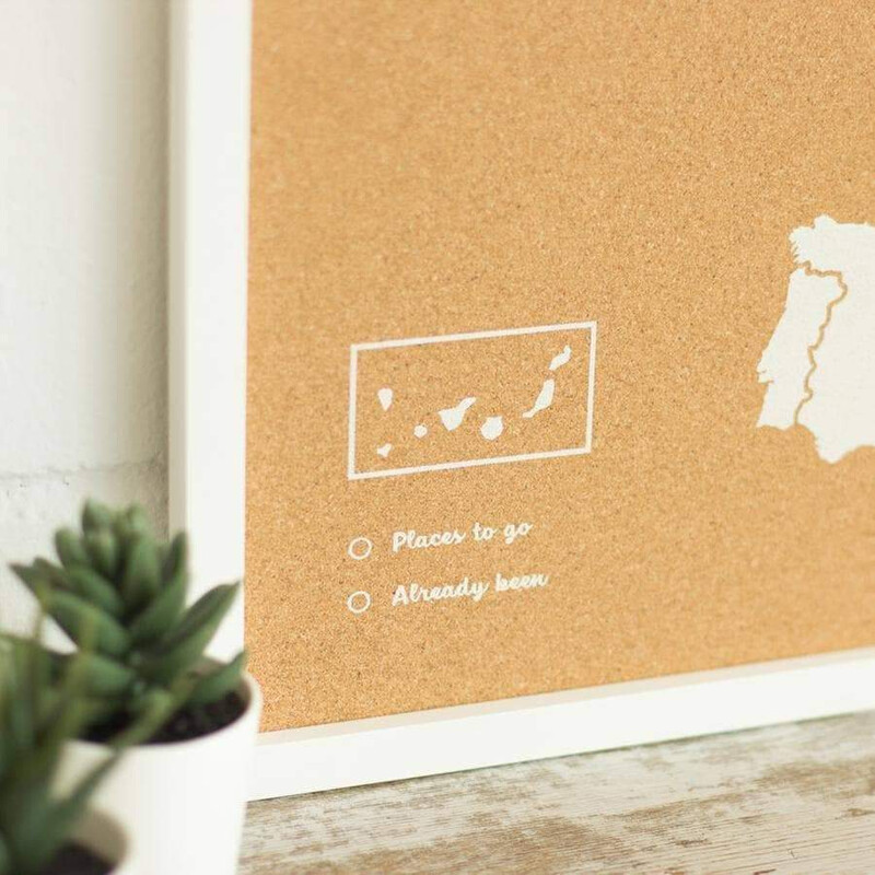 Miss Wood Mapa kontynentalna Woody Map Europa biała 90x60cm w ramce