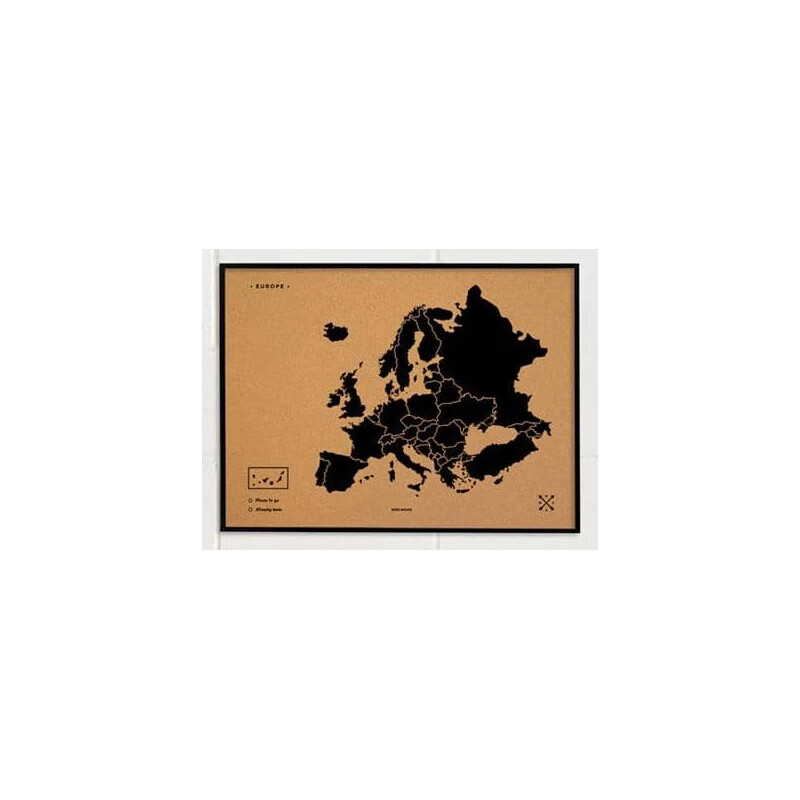 Miss Wood Mapa Woody Europa czarna 60x45cm w ramce