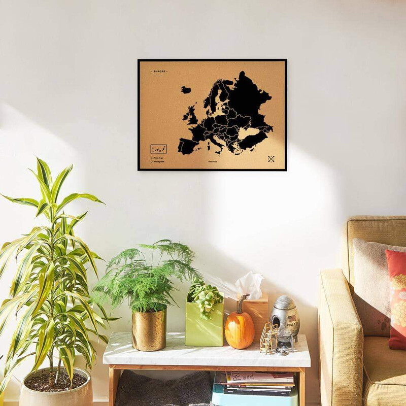 Miss Wood Mapa Woody Europa czarna 60x45cm w ramce