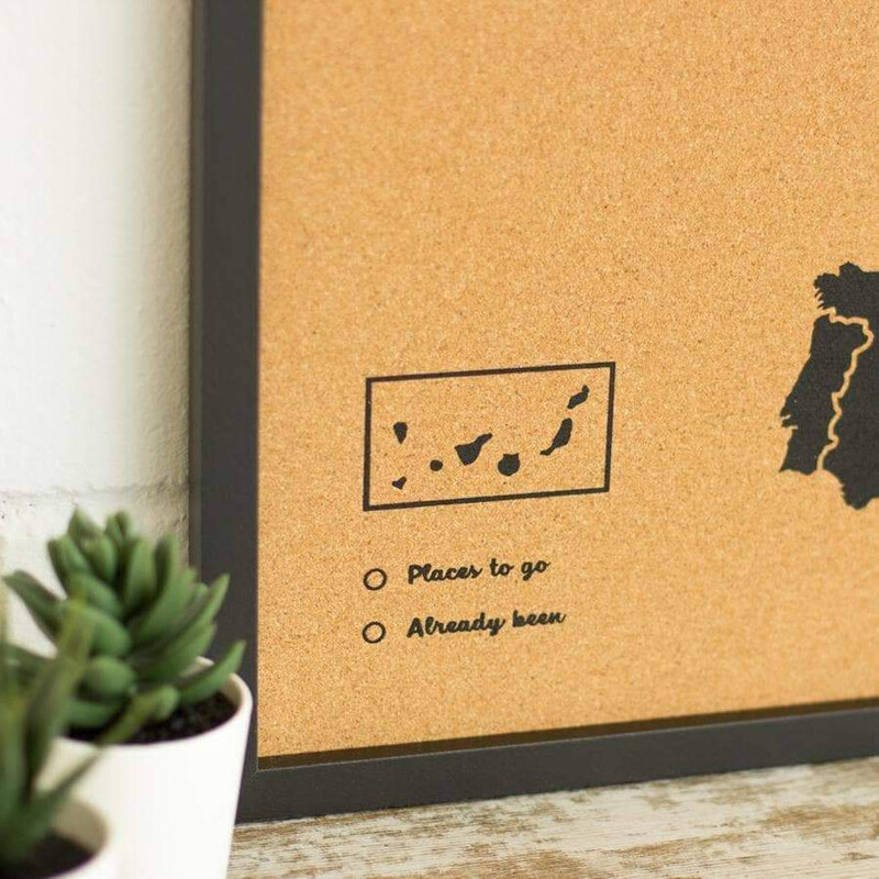 Miss Wood Mapa Woody Europa czarna 60x45cm w ramce