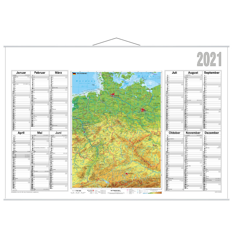 Stiefel Mapa Planer roczny 2021 Niemcy fizyczne