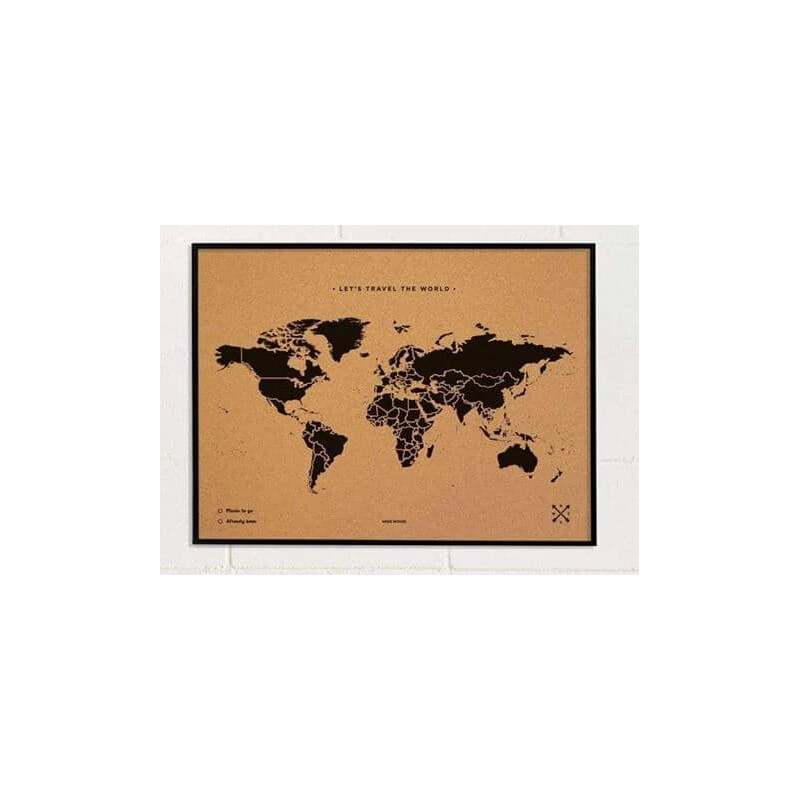 Miss Wood Mapa świata Woody Map Natural Cork L black