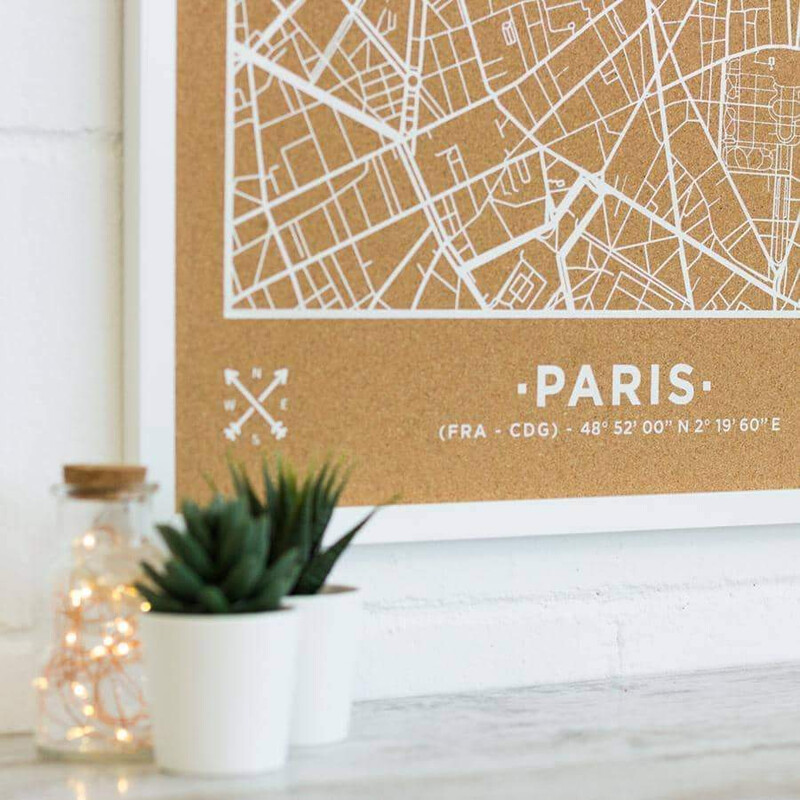 Miss Wood Mapa regionalna Woody Map Natural Paris XL White