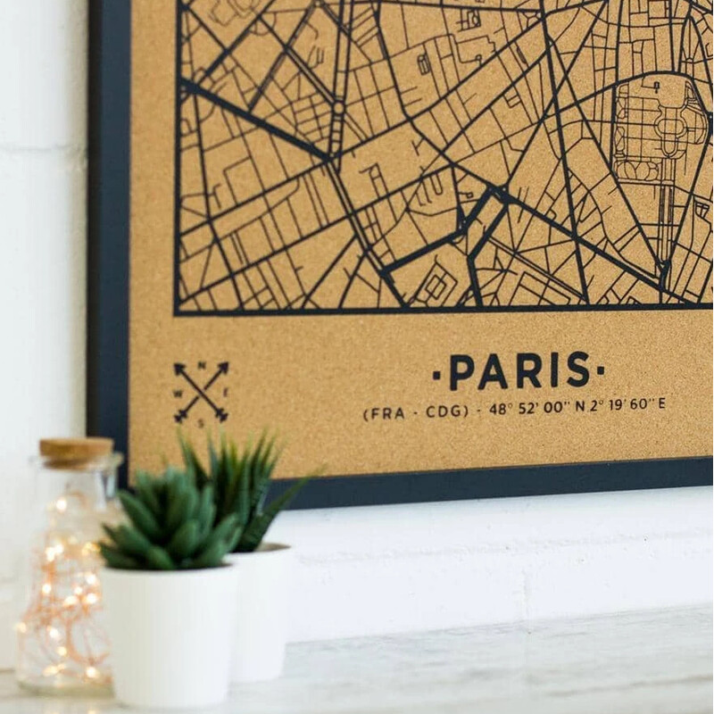 Miss Wood Mapa regionalna Woody Map Natural Paris XL Black