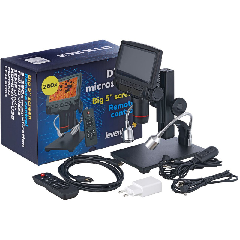 Levenhuk Mikroskop DTX RC3, cyfrowy, 5-15x opt., -260x digit.