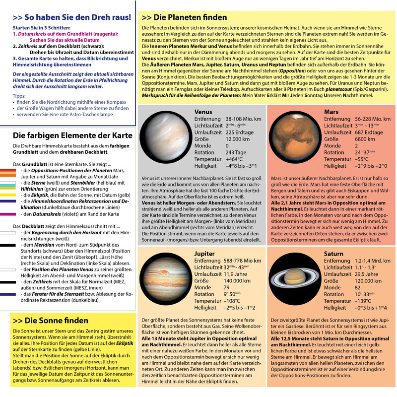 Oculum Verlag Mapa gwiazd Drehbare Himmelskarte Sterne und Planeten 30cm