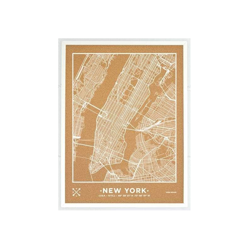 Miss Wood Mapa regionalna Woody Map Natural New York L White