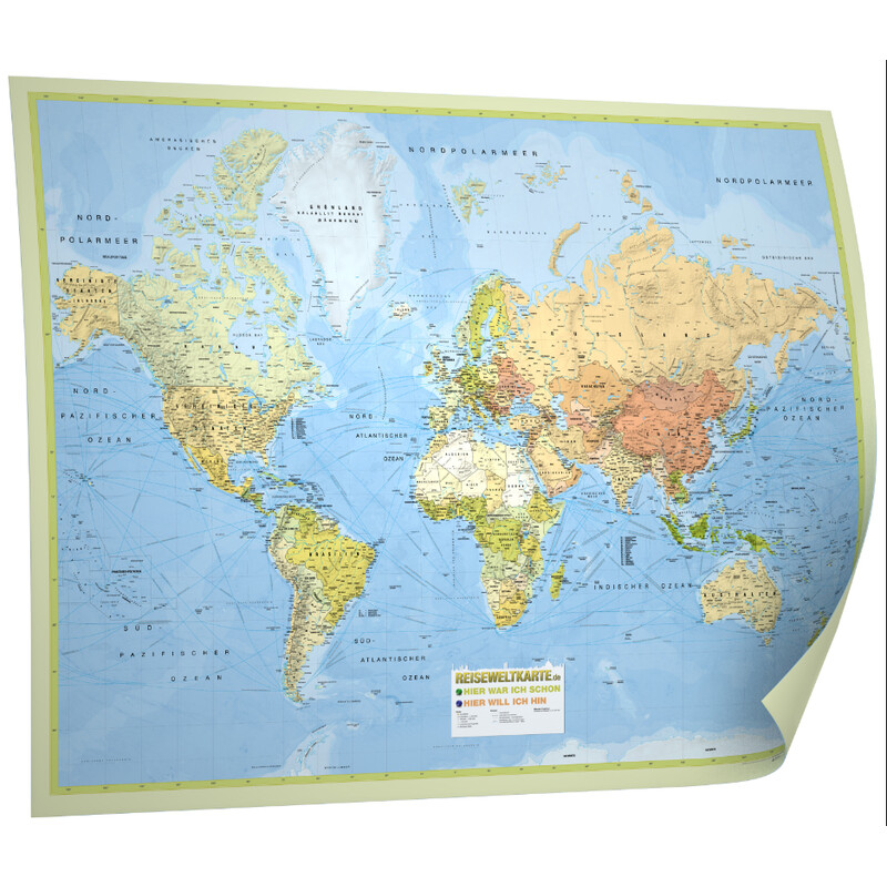 Bacher Verlag Mapa świata Reiseweltkarte (138x98)