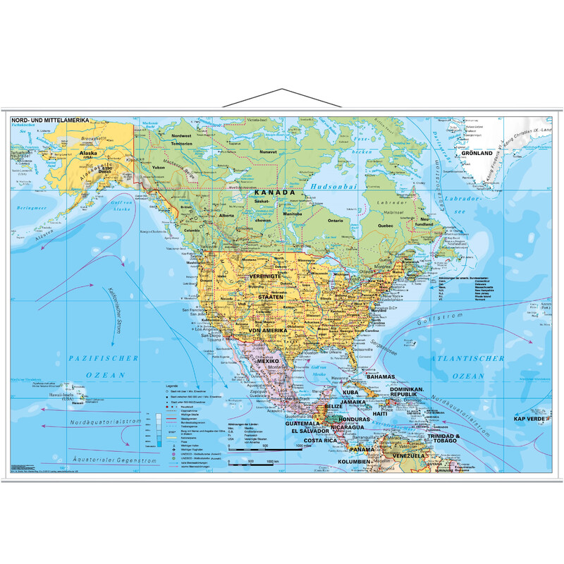 Stiefel Mapa kontynentalna Nord- und Mittelamerika politisch (137x89)