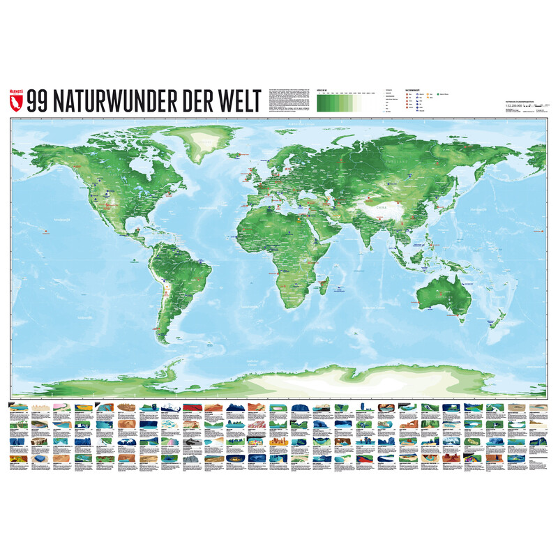 Marmota Maps Mapa świata 99 Naturwunder (200x140)