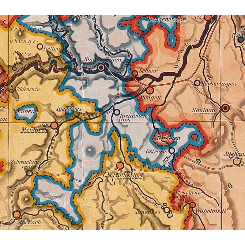 Kastanea Mapa regionalna Historische Baden-Württembergkarte von 1910 (85 x 96 cm)