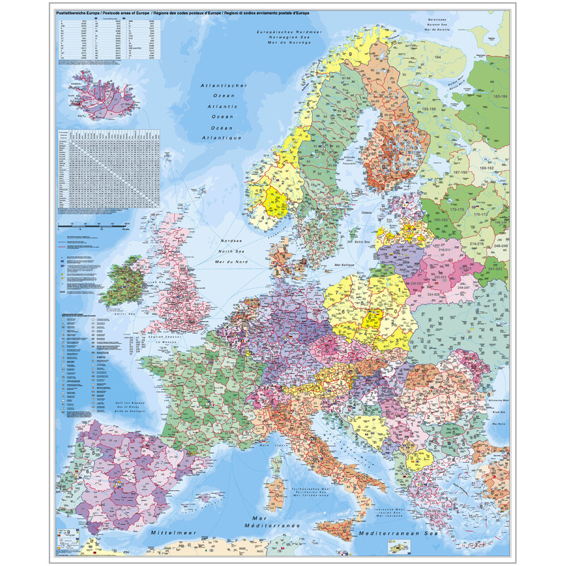 Stiefel Mapa kontynentalna Kod pocztowy Europy (97 x 119 cm)