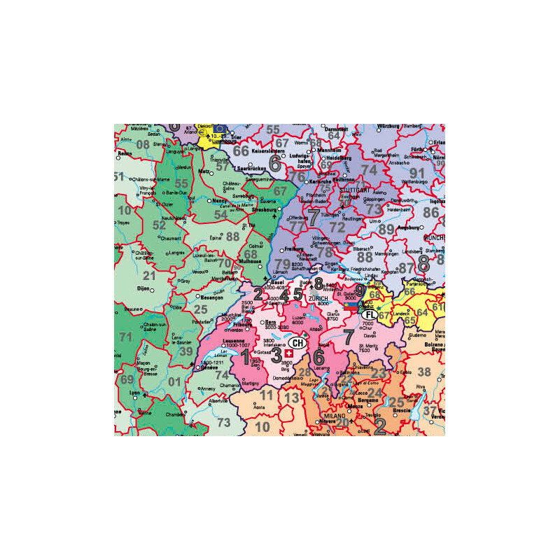 Stiefel Mapa kontynentalna Kod pocztowy Europy (97 x 119 cm)