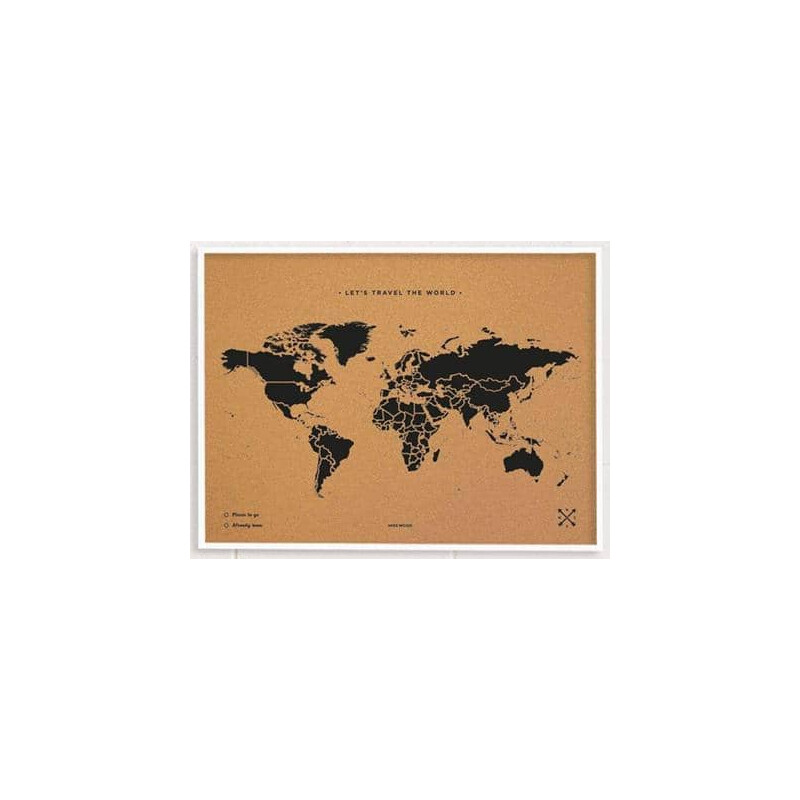 Miss Wood Mapa świata Woody Map Natural Cork L black