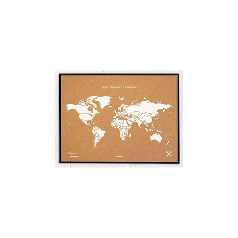 Miss Wood Mapa świata Woody Map Natural Cork XL white