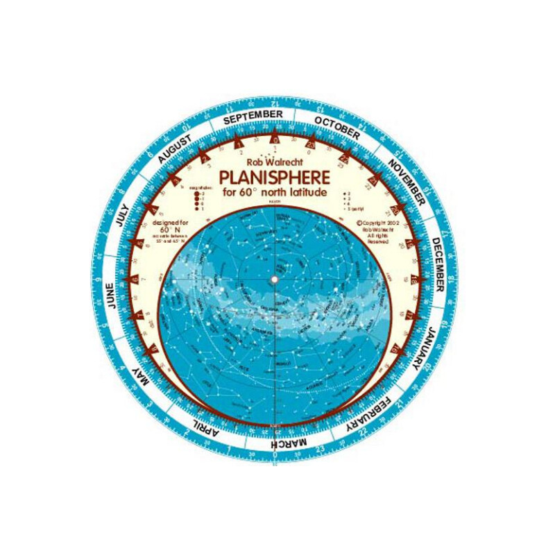 Rob Walrecht Mapa gwiazd Planisphere 60°N 25cm