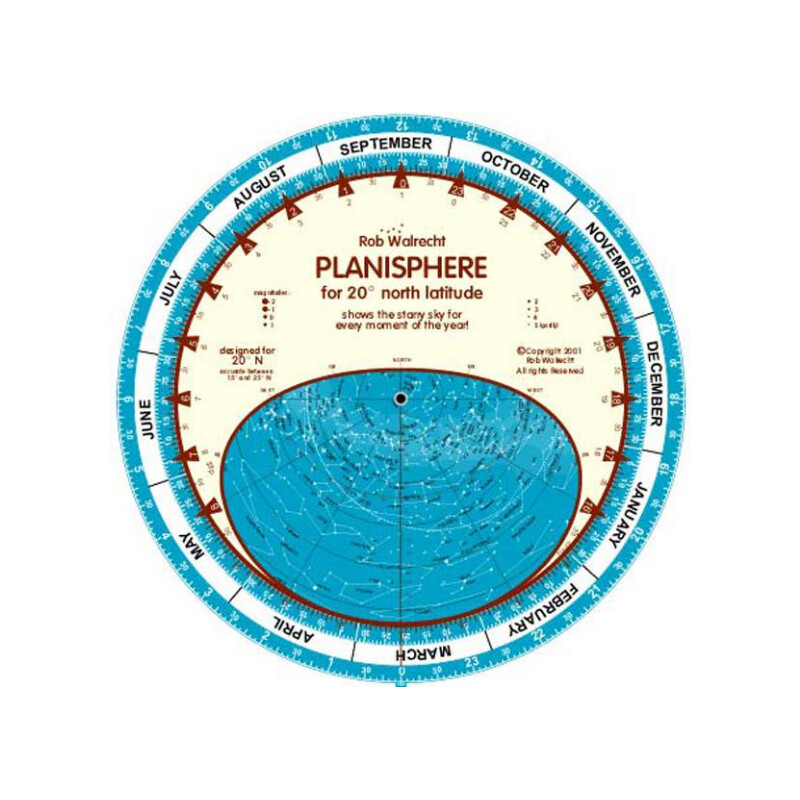 Rob Walrecht Mapa gwiazd Planisphere 20°N 25cm