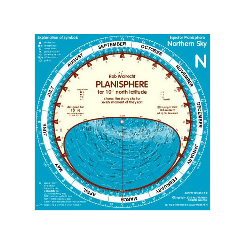 Rob Walrecht Mapa gwiazd Planisphere 0° Equator 25cm