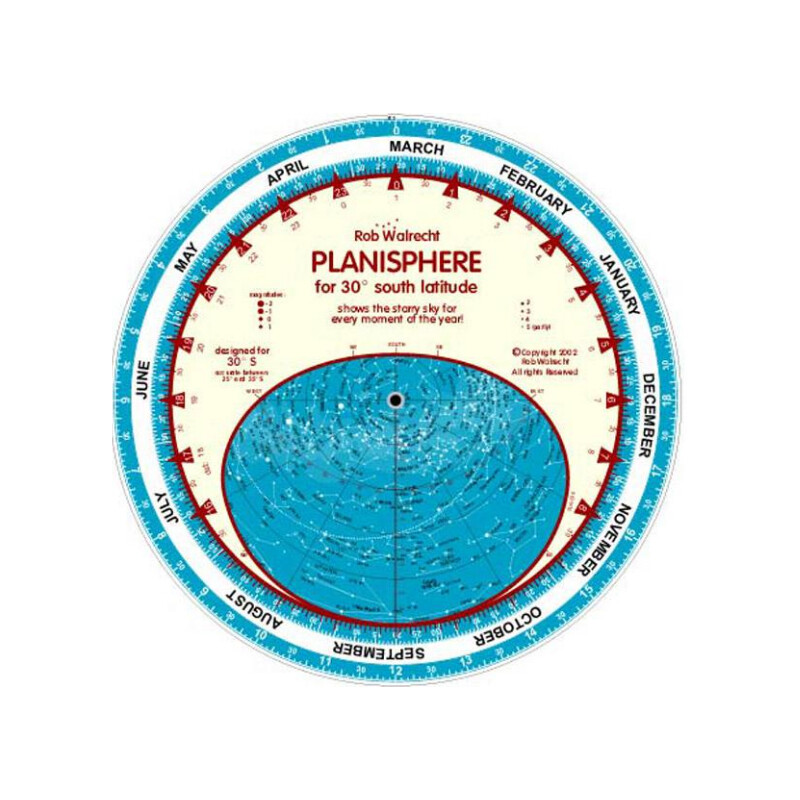 Rob Walrecht Mapa gwiazd Planisphere 30°S 25cm