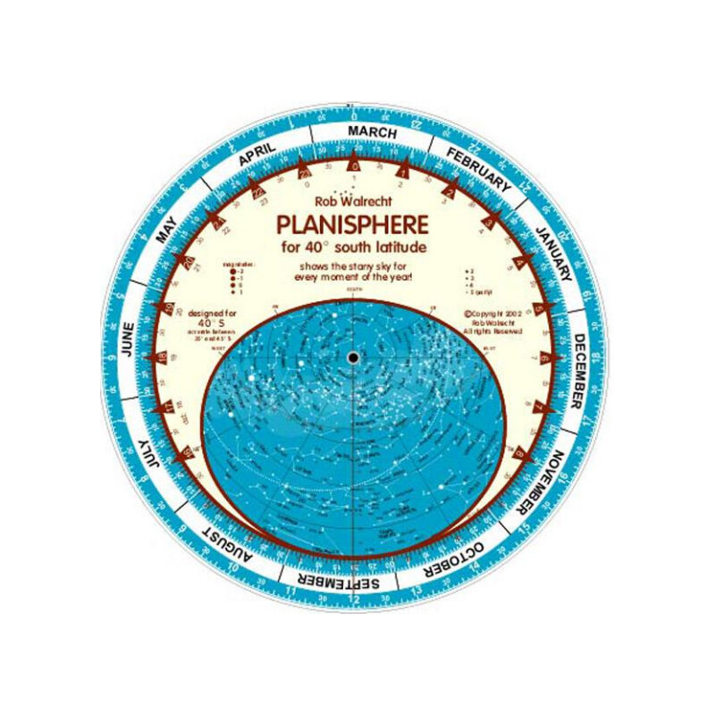 Rob Walrecht Mapa gwiazd Planisphere 40°S 25cm