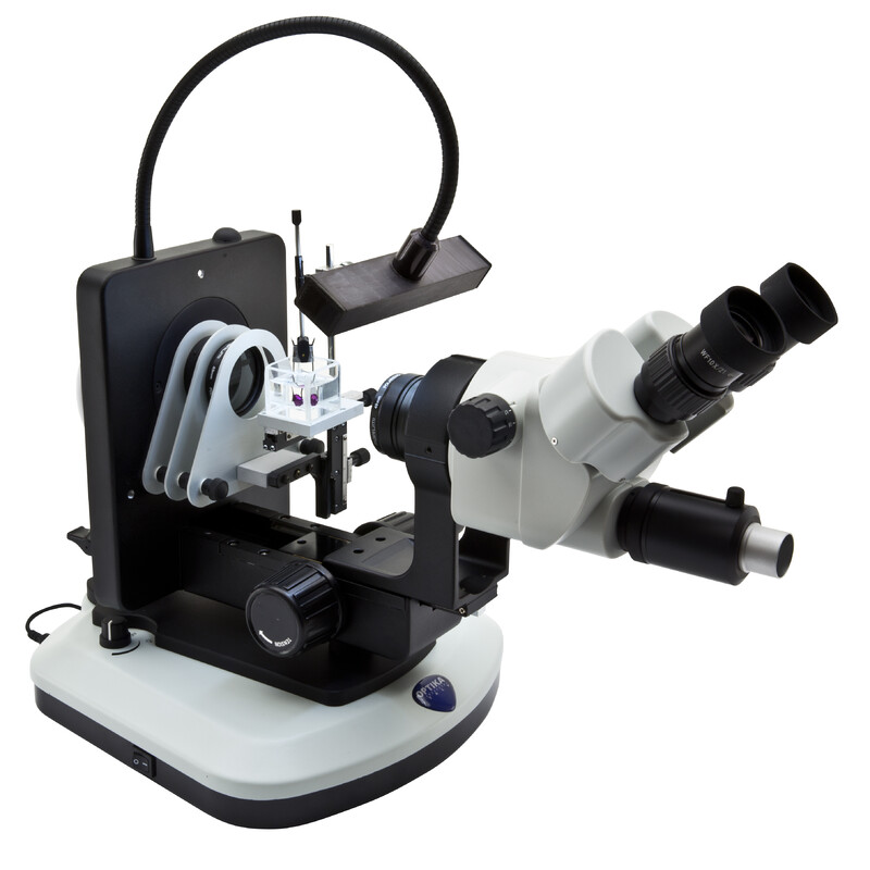 Optika Mikroskop stereoskopowy zoom OPTIGEM-20 trino, BF, DF, Greenough, szer. 100 mm, 10x/21 mm, 0,7x-4,5x