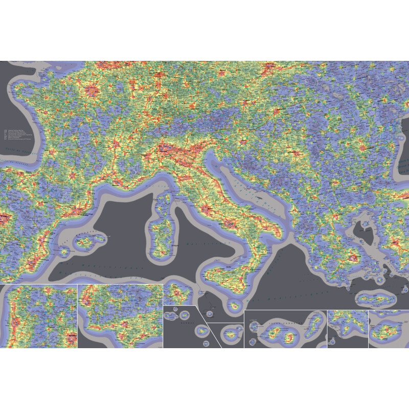 Oculum Verlag Mapa kontynentów Sky Quality Map Europe