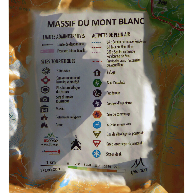 3Dmap Mapa regionalna Massif du Mont Blanc (41 cm x 61 cm)