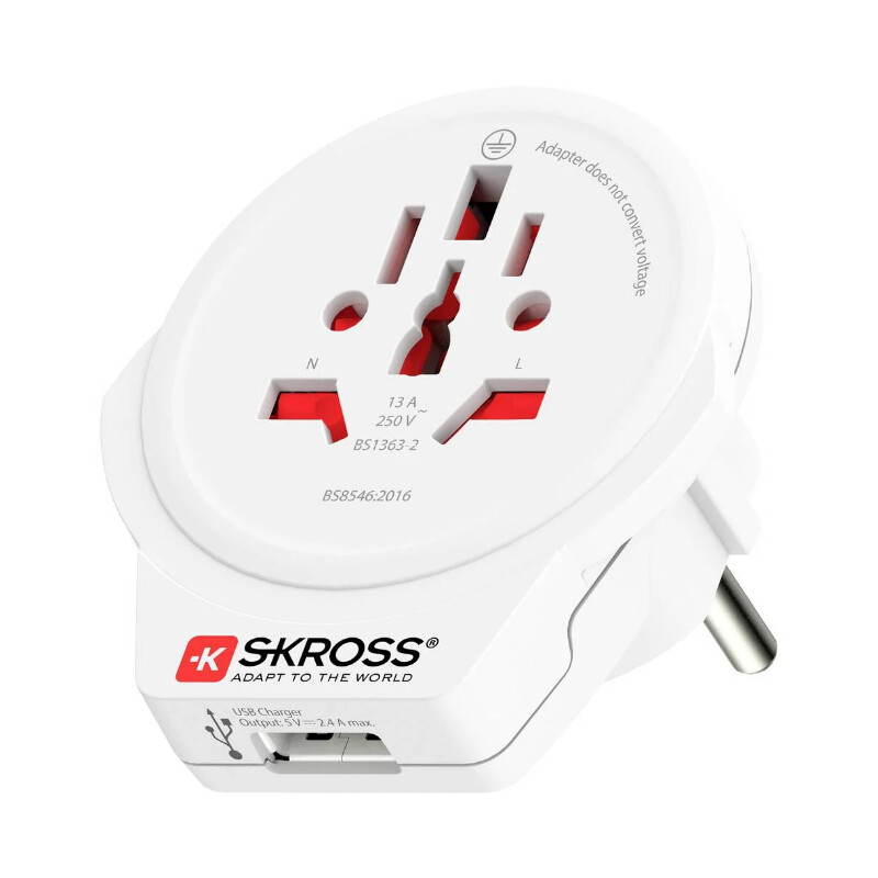 Skross Zasilacz sieciowy Reiseadapter World to Europe USB 1.0