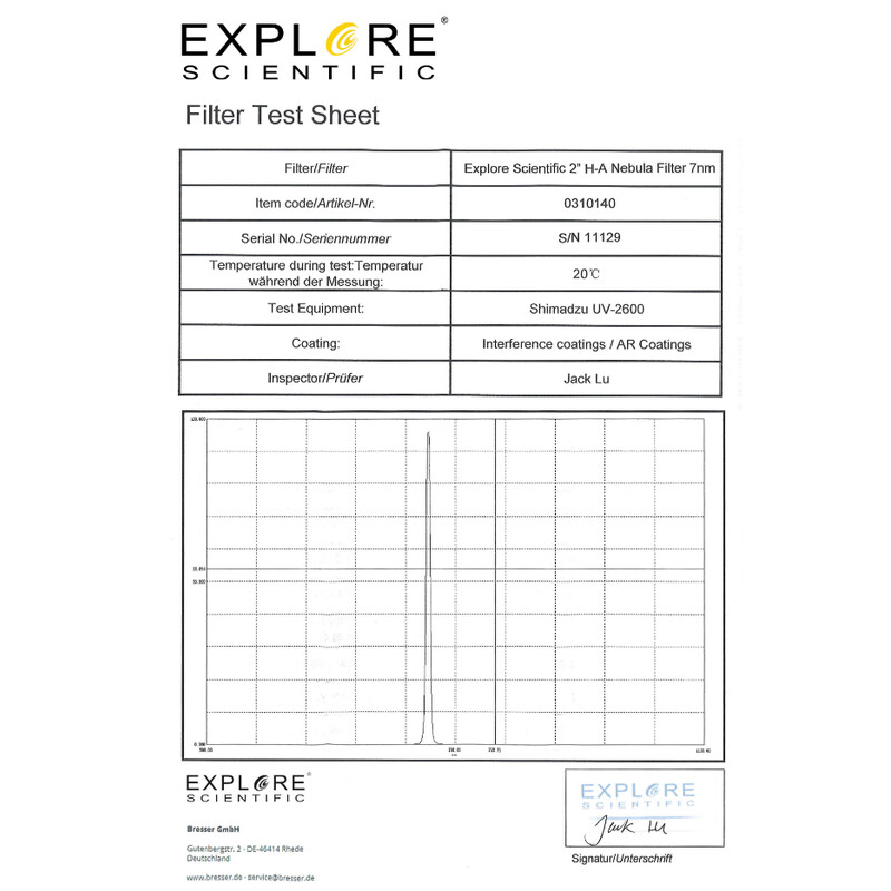 Explore Scientific Filtry H-alpha 7nm 2"