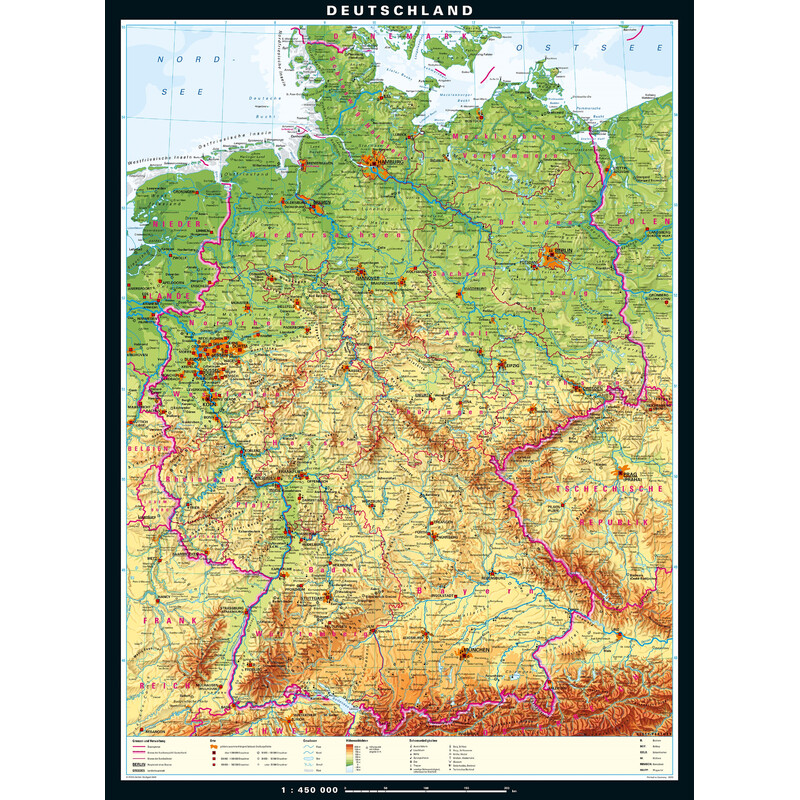 PONS Mapa Niemcy fizyczne (162 x 219 cm)