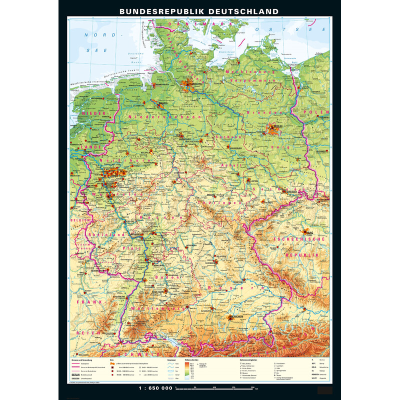PONS Mapa Deutschland physisch und politisch (113 x 157 cm)