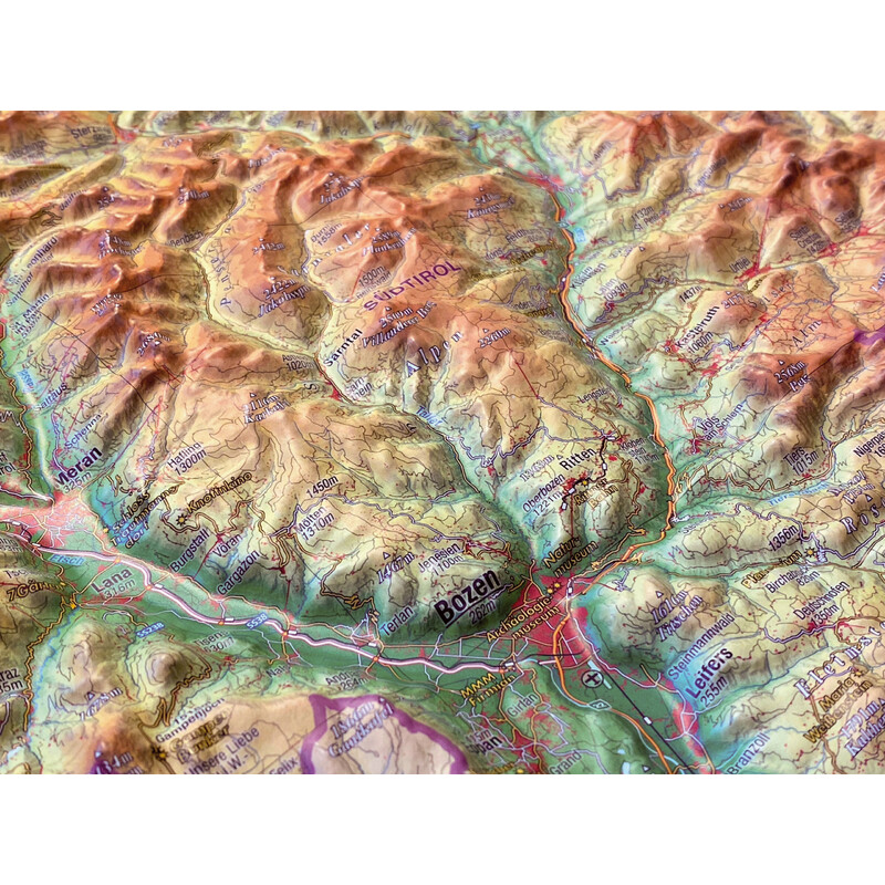 Georelief Mapa regionalna Tirol (78 x 58 cm) 3D Reliefkarte mit Holzrahmen