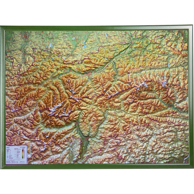 Georelief Tyrol (78 x 58 cm) mapa reliefowa 3D z drewnianą ramą