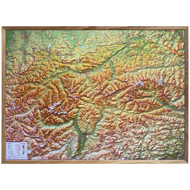Georelief Mapa regionalna Tirol (77 x 57 cm)