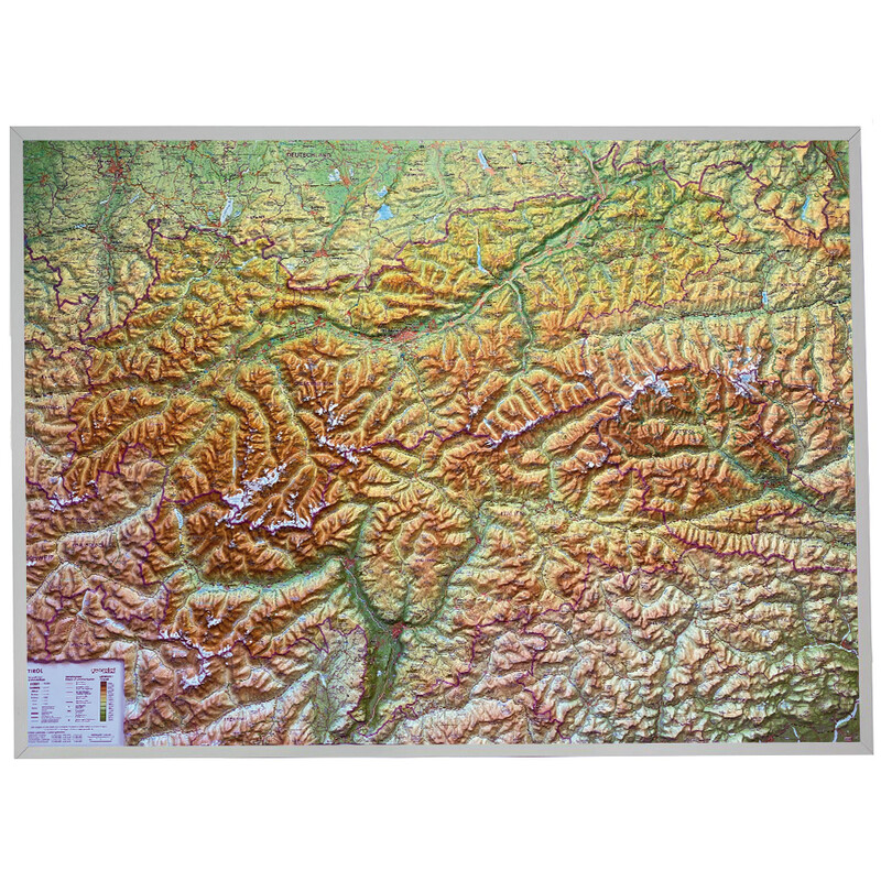 Georelief Tyrol (77 x 57 cm) mapa reliefowa 3D z aluminiową ramą