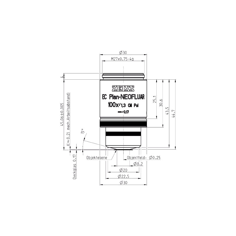 ZEISS Objektiv EC Plan-Neofluar, POL, 100x/1,30 Oil  wd=0,20mm