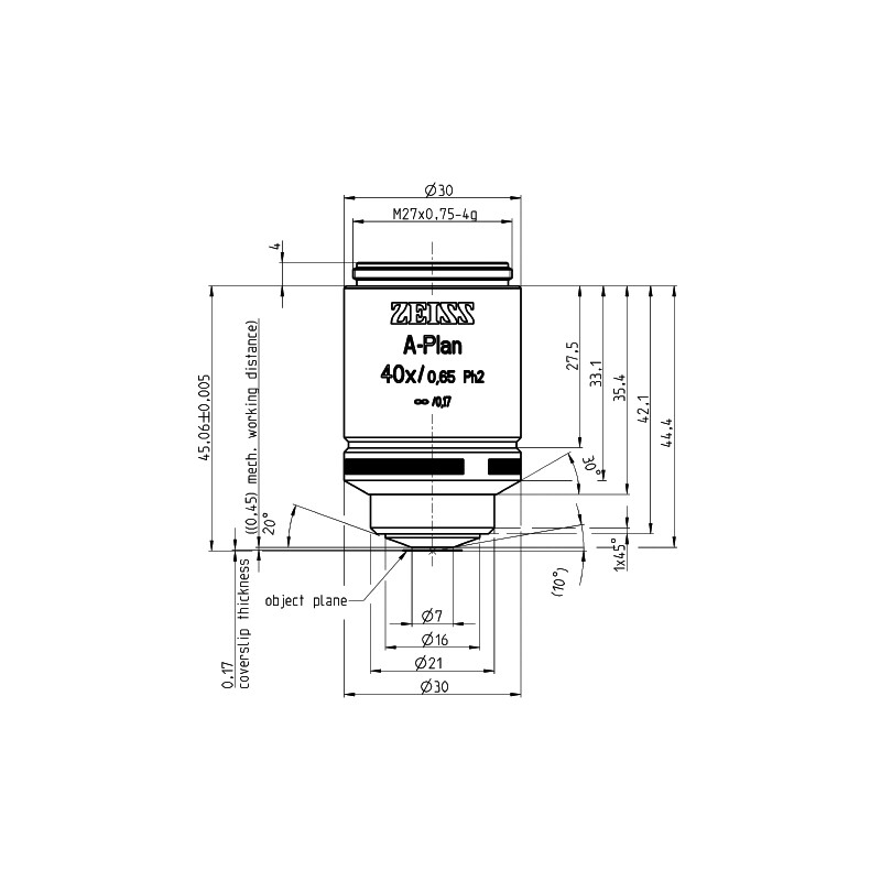 ZEISS Obiektyw A-Plan 40x/0,65 Ph2 wd=a=0,45 mm